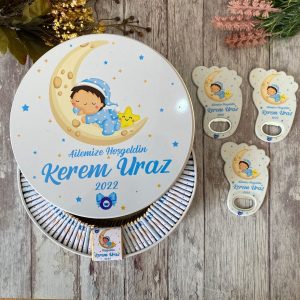 Erkek Bebek Hediyelik Çikolata & Açacak Magnet Set