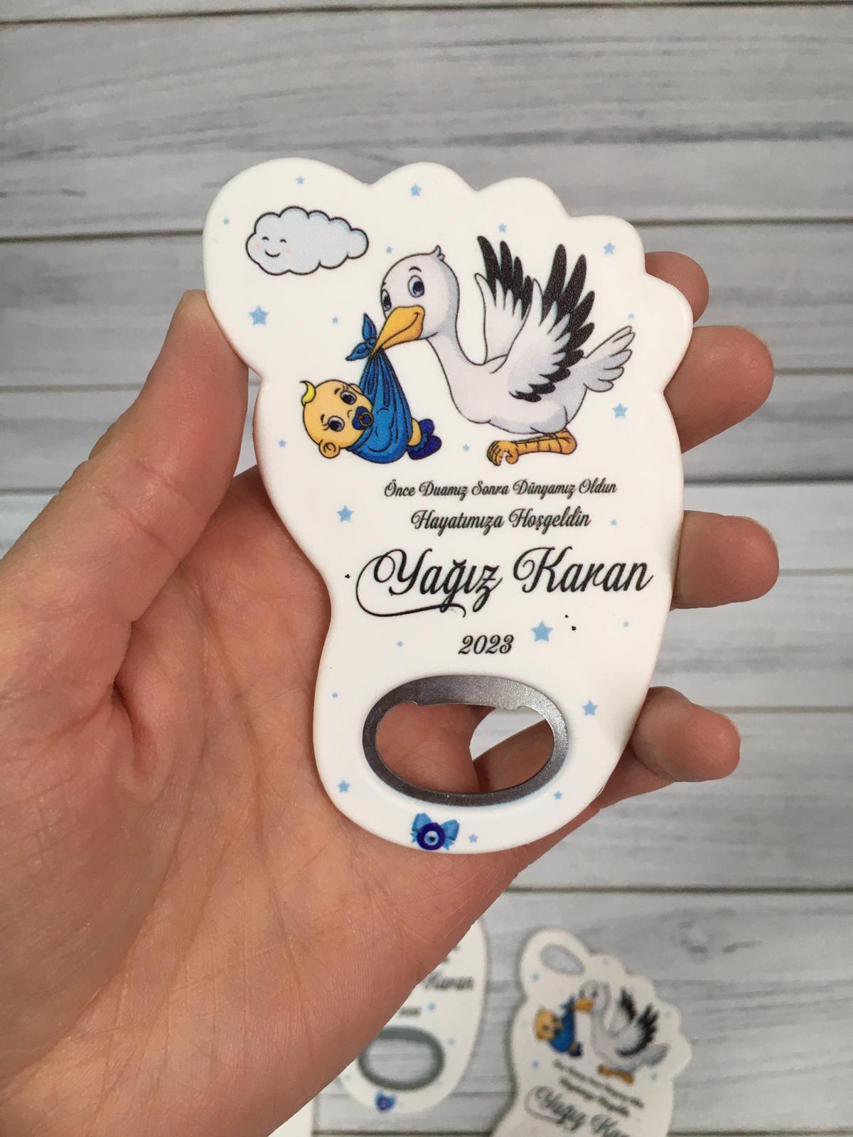 Erkek Bebek Hediyelik Çikolata & Açacak Magnet Set - Görsel 3