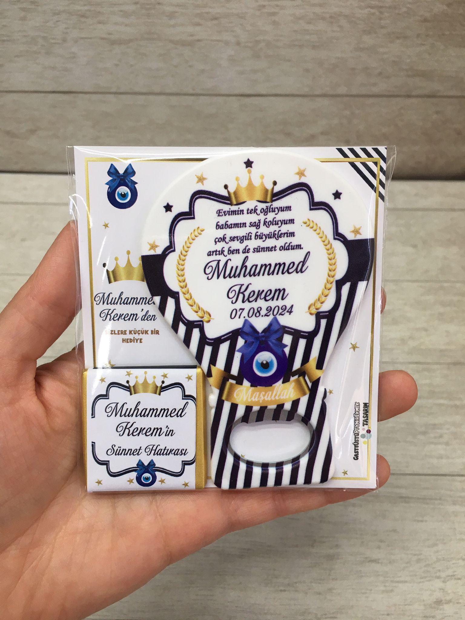 Sünnet Hatırası Hediyelik Açacak Magnet & Çikolata - 25'li Paket