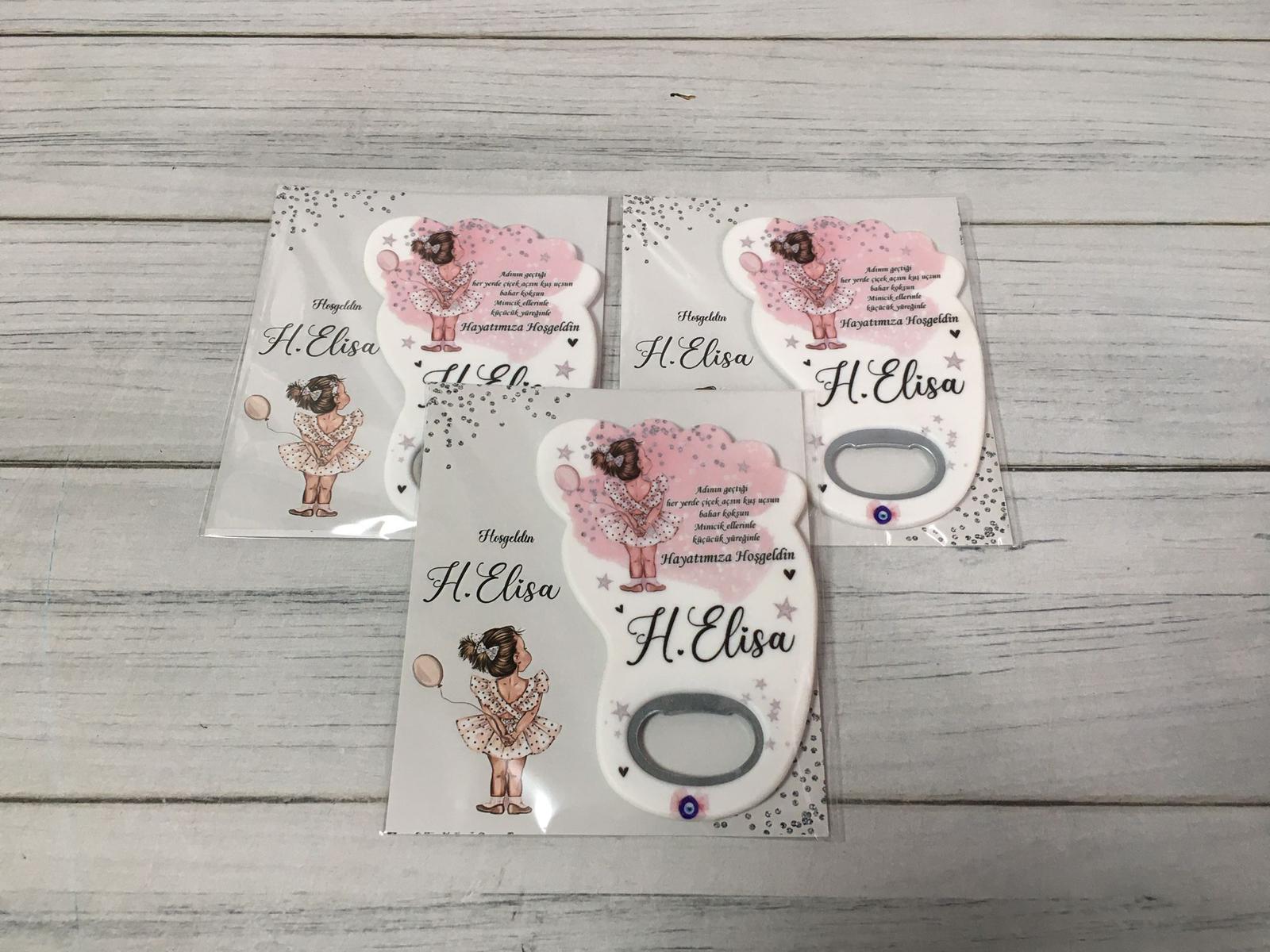 Kız Bebek Hediyelik Çikolata & Açacak Magnet Set - Görsel 7