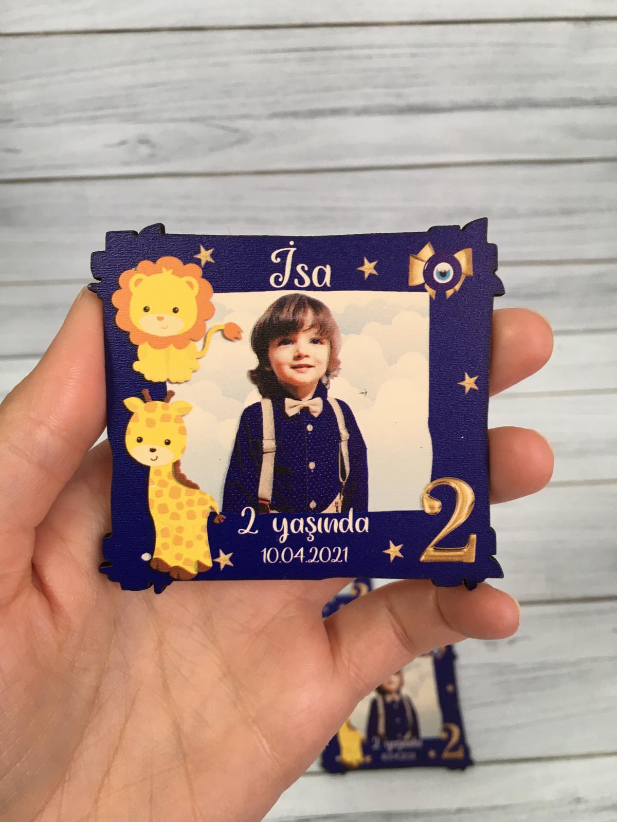 Doğum günü Erkek Bebek Hediyelik Ahşap Magnet