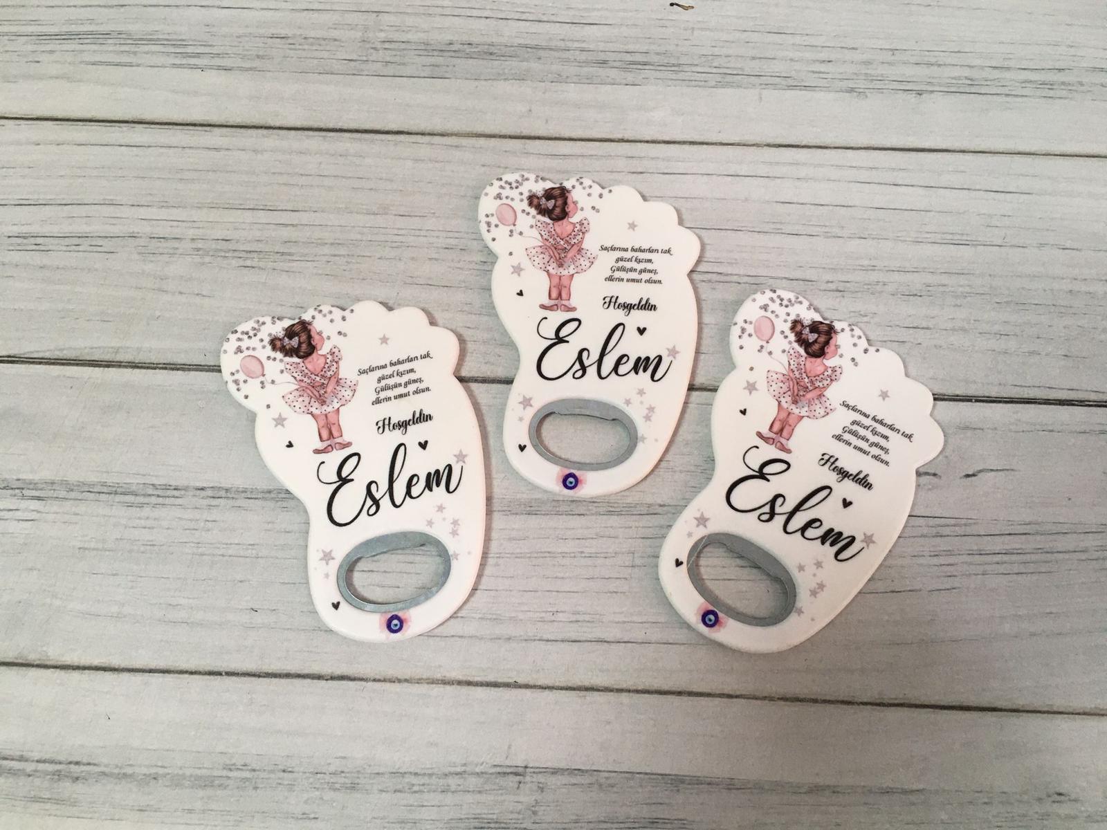 Kız Bebek Hediyelik Çikolata & Açacak Magnet Set - Görsel 3