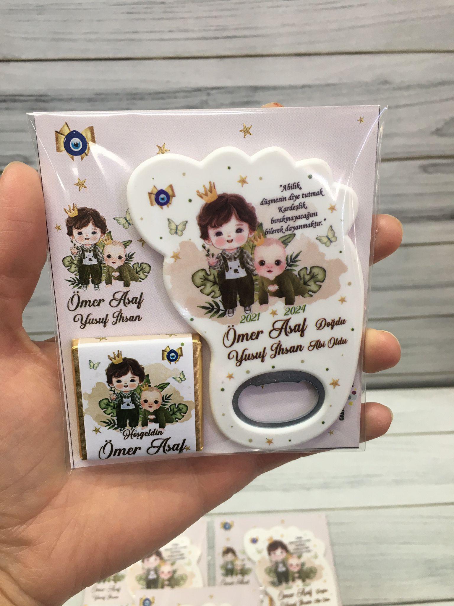 Abi Kardeş Konsept Hediyelik Çikolata & Açacak Magnet Paket - Görsel 4