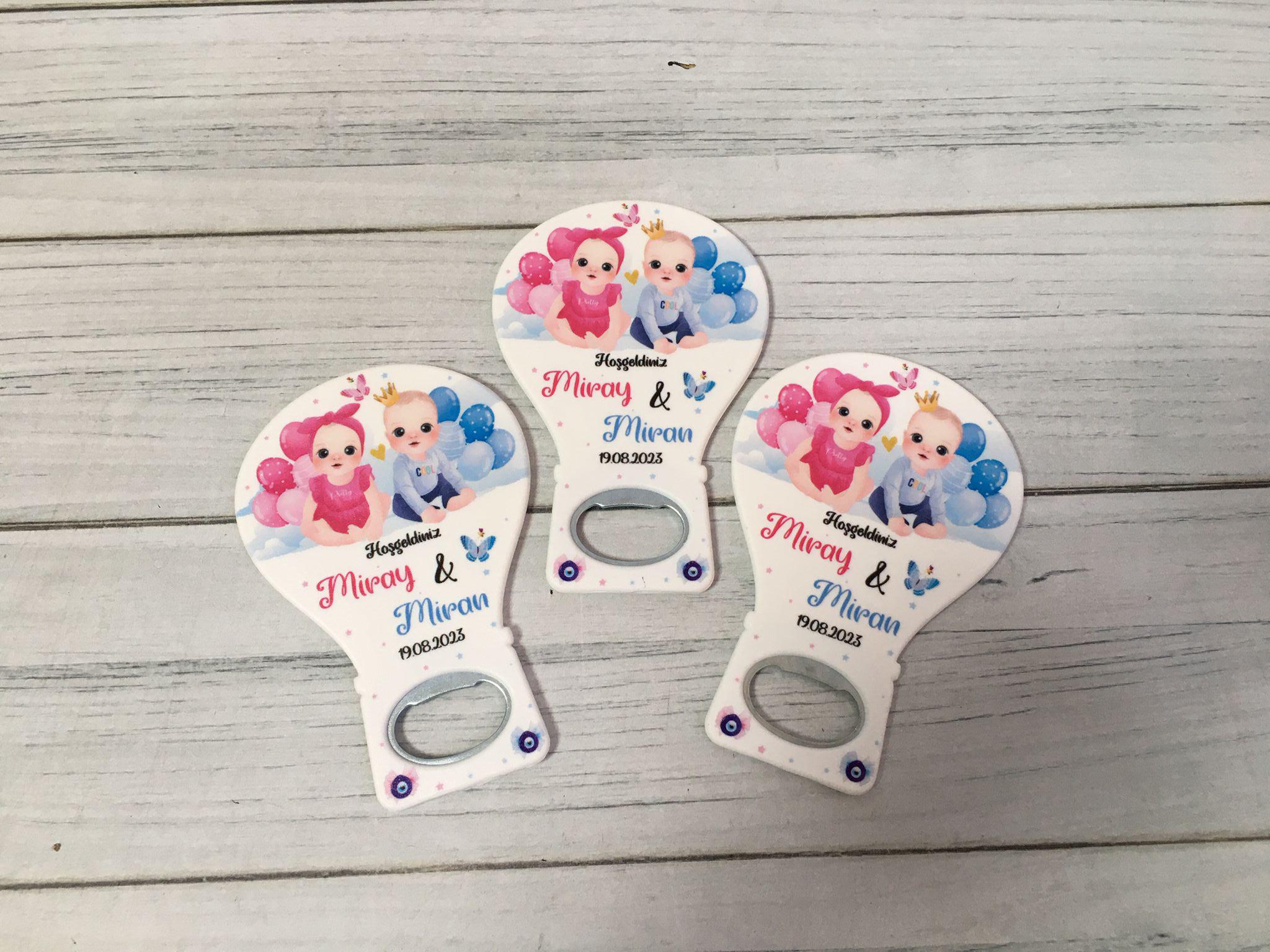 İkiz Bebek Konsept Hediyelik Açacak Magnet