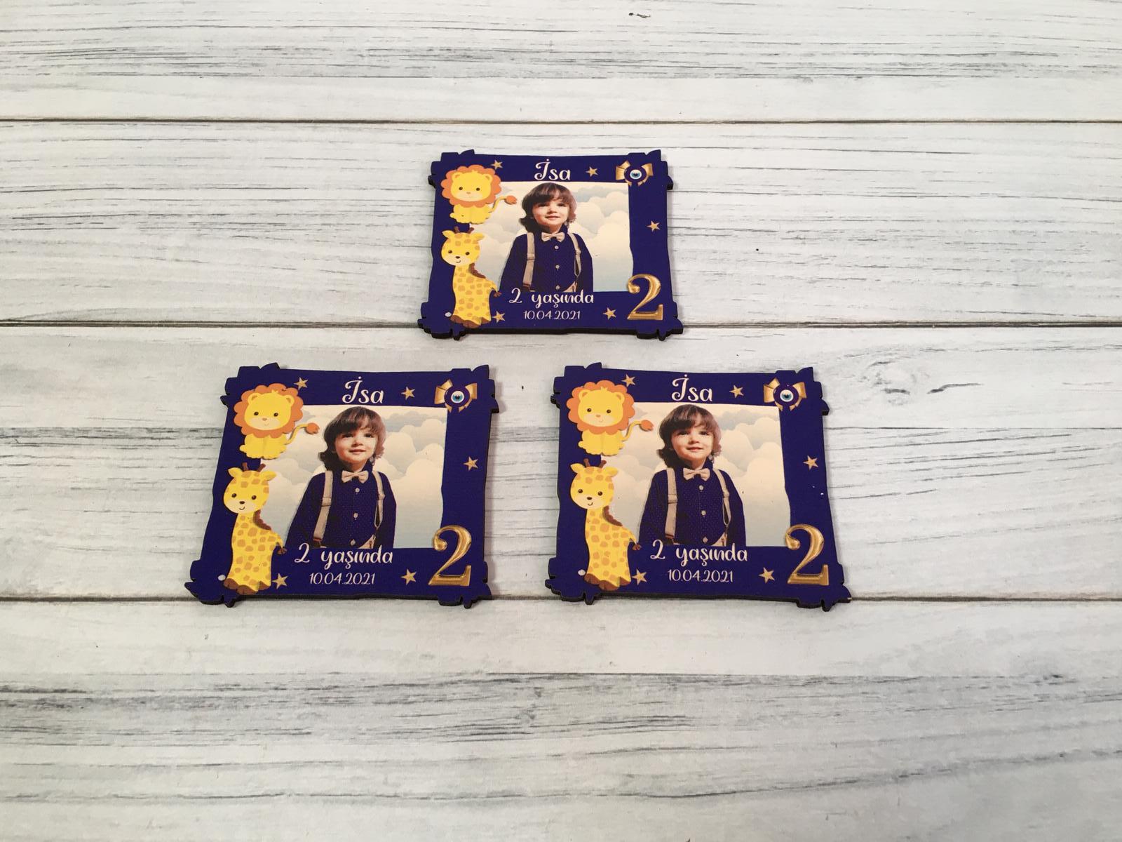 Doğum günü Erkek Bebek Hediyelik Ahşap Magnet - Görsel 2