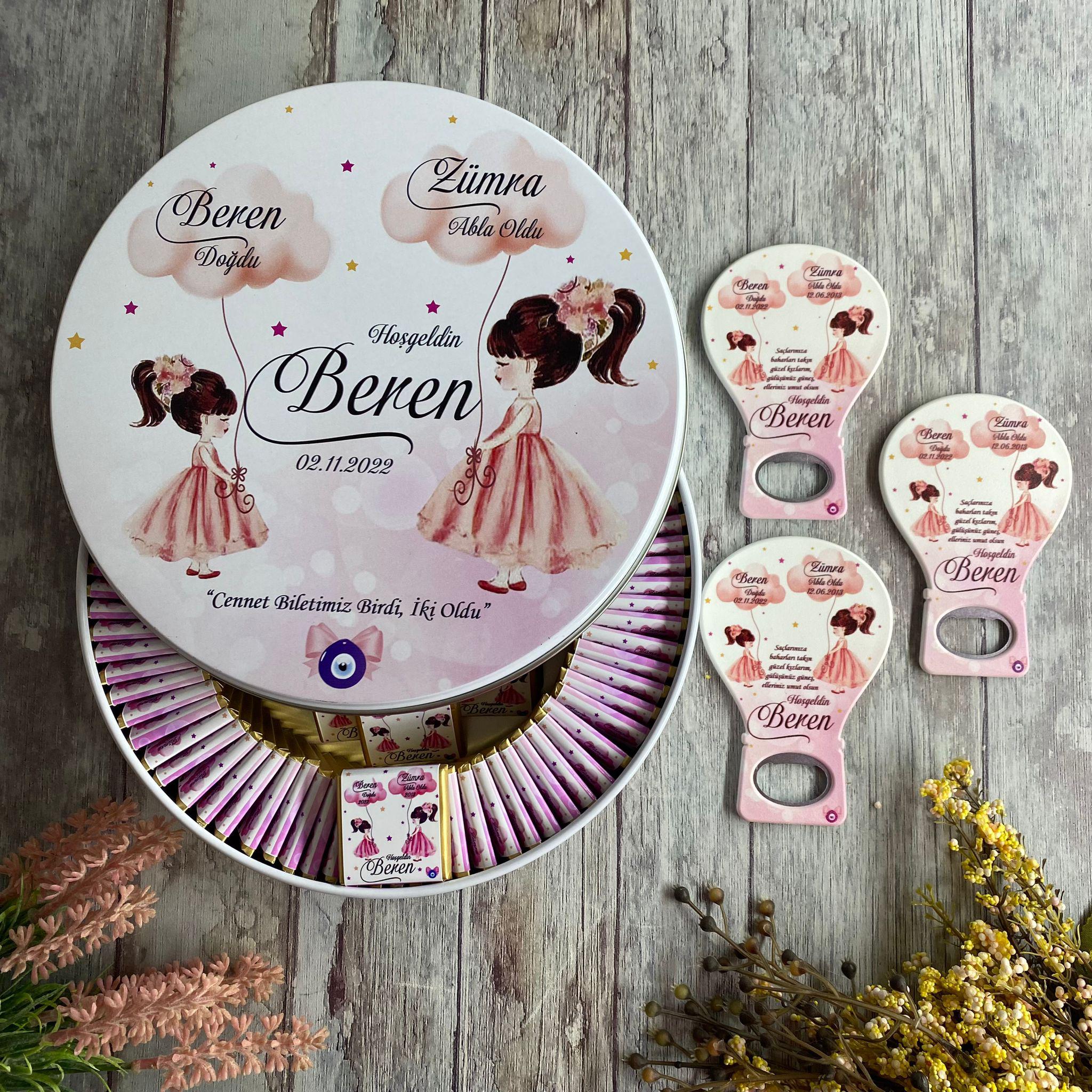 Abla Kardeş Konsept Hediyelik Açacak Magnet & Çikolata
