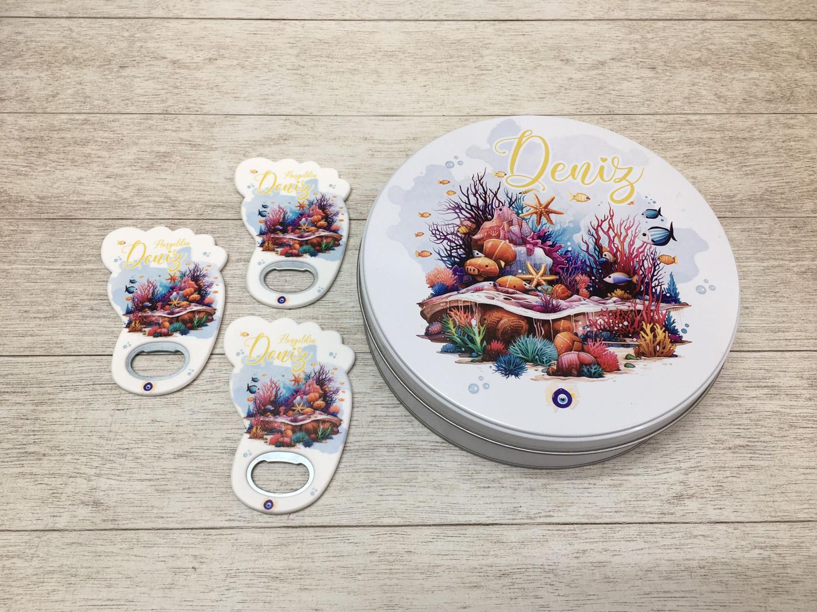 Kız Bebek Hediyelik Çikolata & Açacak Magnet Set