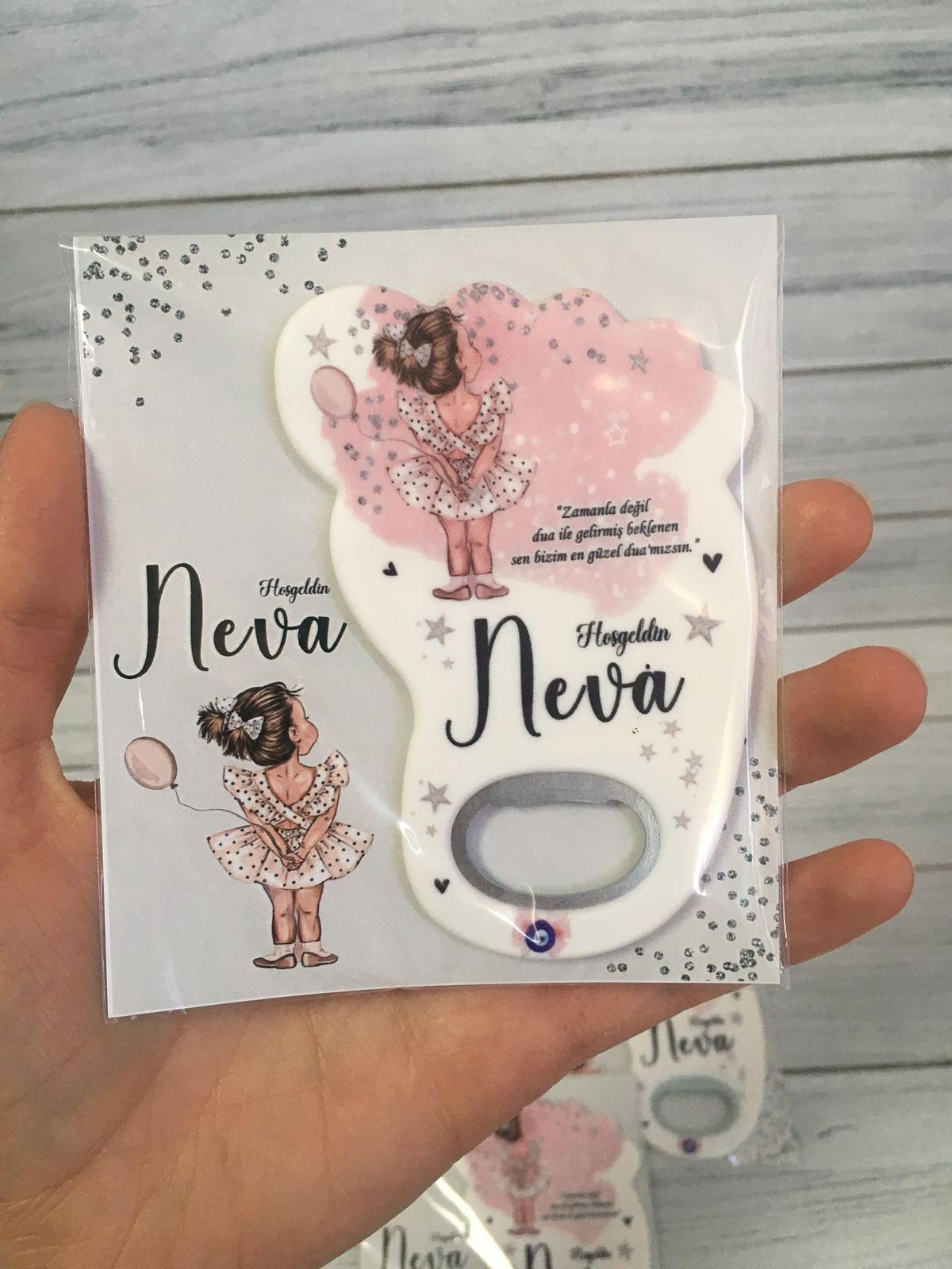 Kız Bebek Hediyelik Çikolata & Açacak Magnet Set - Görsel 5