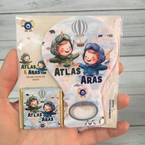 İkiz Bebek Konsept Hediyelik Açacak Magnet & Çikolata