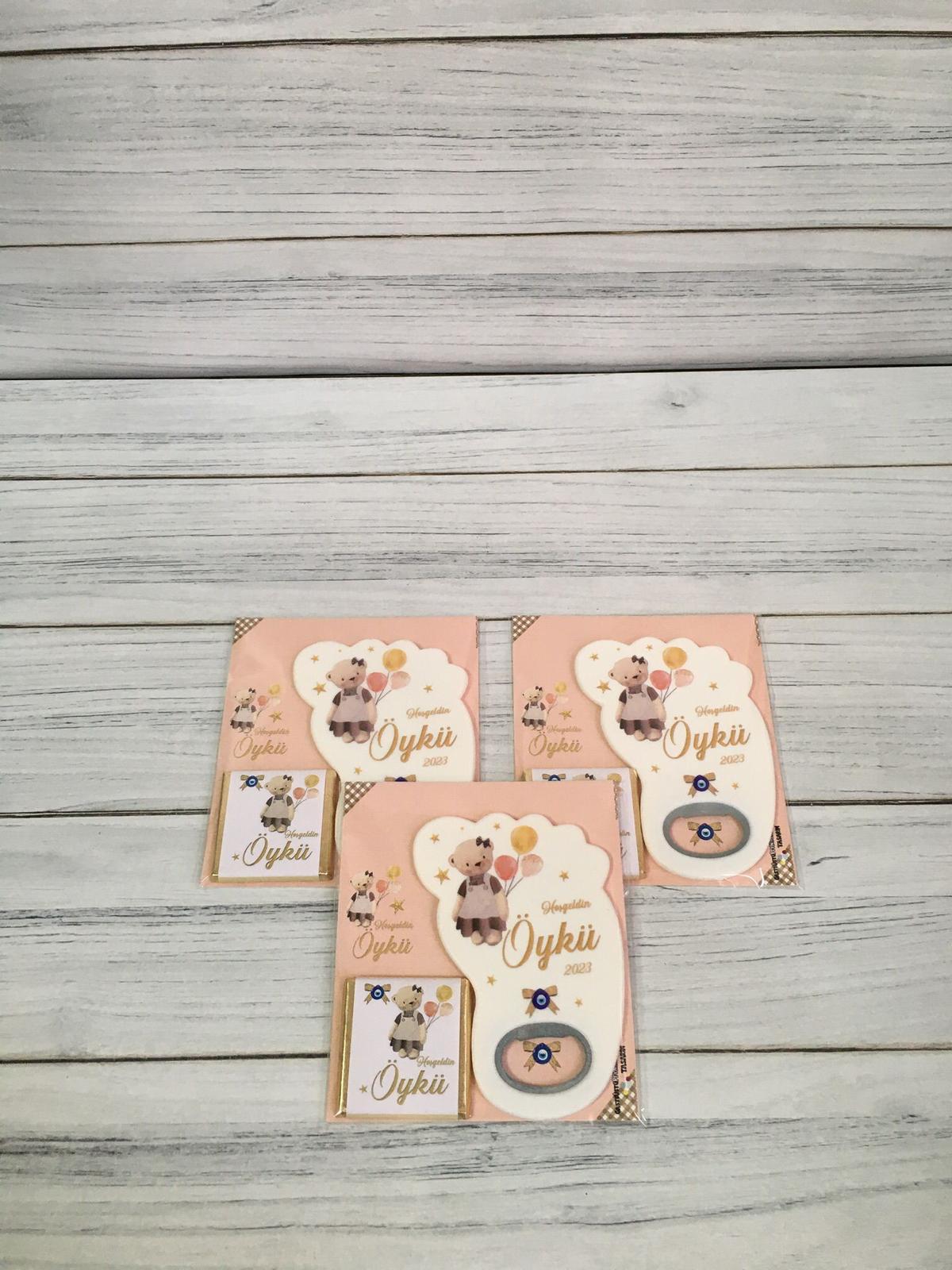 Kız Bebek Hediyelik Çikolata & Açacak Magnet Paket - Görsel 2